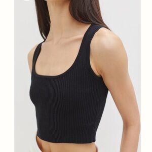 Kathryn McCarron Bardot Perfect Fit Ribbed Cotton/Cashmere Crop Top, NWT, S